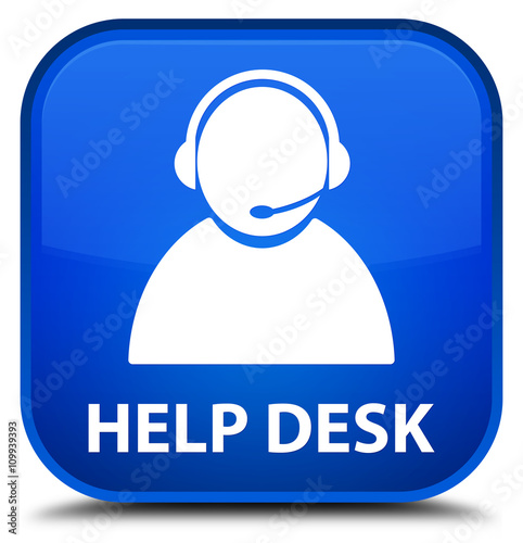 Help Desk Customer Care Icon Blue Square Button Buy This Stock