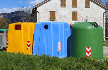 Wall Mural - bins for waste paper collection and for the collection of used p