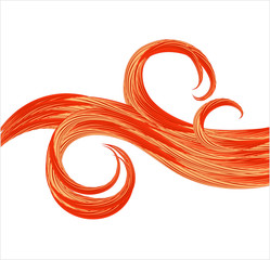 Wall Mural - red shiny healthy locks of hair on white background