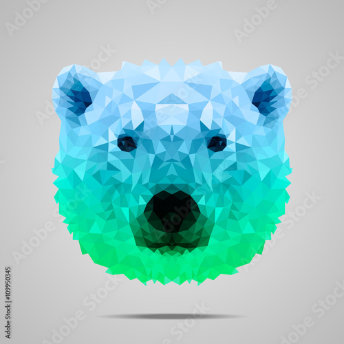 Fotografía Polar bear poly gradient blue green