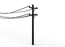 3d Illustration Of Simple Electric Pole With Wires. Low Poly Style. Simple To Use. On White Background Isolated With Shadow. 