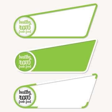 Green boxes for your text with healty food