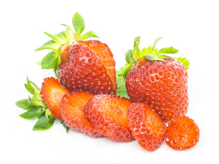 Sticker - strawberry on white background