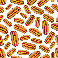 Sticker - Fast food grilled hot dogs seamless pattern