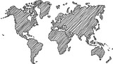 Fototapeta Mapy - Freehand world map sketch on white background.