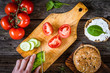 © Vladislav Noseek - Chef cutting vegetables for salad. Process of cutting vegetables to make a healthy sandwich. Top view, selective focus
