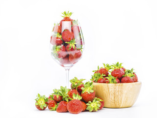 Wall Mural - red strawberries in wine glass