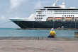 Large cruise ship docked at the port of Aruba, Caribbean islands