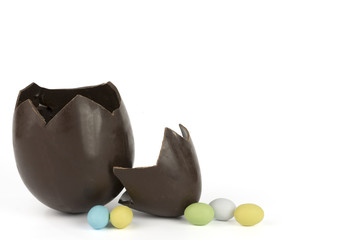 broken easter chocolate egg