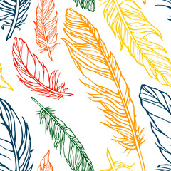  Seamless pattern with decorative feathers 