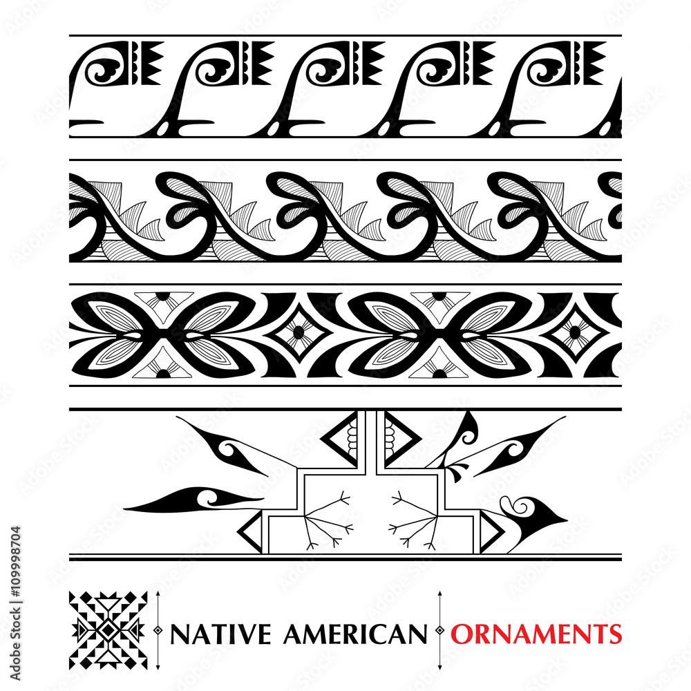 Vector collection with Native American seamless pattern isolated on ...