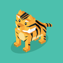 Sticker - Isometric 3d Tiger Animal Isolated