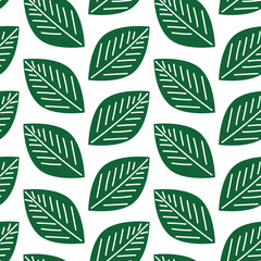 Wall Mural - green leaves pattern seamless vector