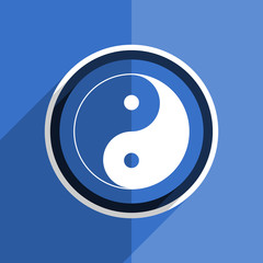 Poster - blue flat design ying yang modern web icon
