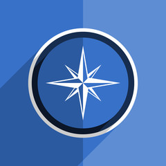 Poster - blue flat design compass modern web icon