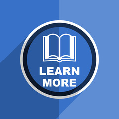 Poster - blue flat design learn more modern web icon