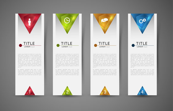 option infographic banners with crystal triangles, graphic design template