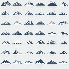 Big Mountain Icons Set. Vector Illustration. 