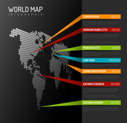 Canvas Print - World map infographic template with pointer marks (vertical on the wall version)