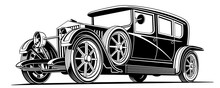 Luxury Vintage Black Classic Car Limousine Vector Illustration