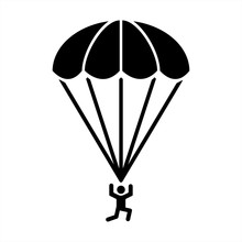 Parachute Jump Sport Travel Military Extreme Icon Simple Black