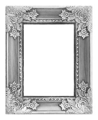 Wall Mural - Old antique silver frame on the white background