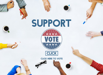Wall Mural - Support Collaboration Assistance Vote Election Concept