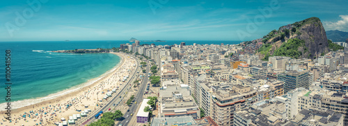 Fototapeta na szkło Panorama plaży Copacabana, widok z lotu ptaka, Rio De Janeiro
