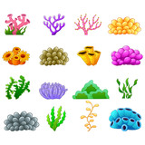 Set of cartoon underwater plants
