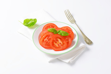 Canvas Print - sliced tomato with basil