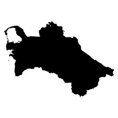 Turkmenistan black map on white background vector