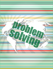 Poster - business concept: words problem solving on digital screen vector quotation marks with thin line speech bubble. concept of citation, info, testimonials, notice, textbox. 