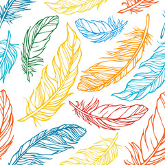  Seamless pattern with decorative feathers