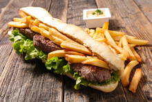 Sandwich With Beef And French Fries