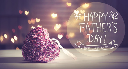 Wall Mural - Happy Fathers Day message with pink heart