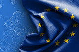 Fototapeta Kosmos - Flag of Europe on map background