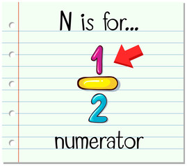 flashcard letter n is numerator