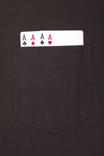 Four Ace Cards Inside   Front Pocket Black Male Shirt