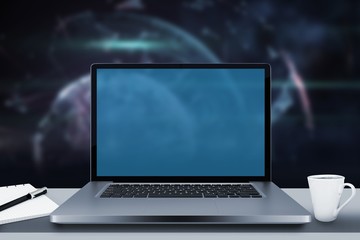 Poster - composite image of desk with laptop