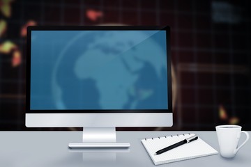 Poster - composite image of image of a desk with computer
