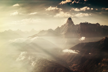 Wall Mural - vintage landscape with mountains