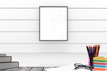 Poster - Composite image of school supplies on desk