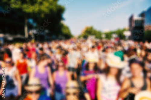 Cuadros en Lienzo defocused background of people partying or marching outdoors