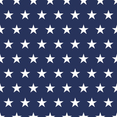 Wall Mural - USA flag seamless pattern. White stars on a blue background. Memorial day