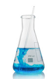 Fototapeta  - Laboratory flask with colored liquid on a white background