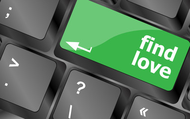 Poster - A keyboard with a find love button - social concept. Keyboard keys icon button vector