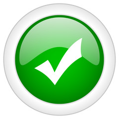Fototapete - check round glossy green vector icon on transparent background isolated