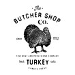 Butcher Shop vintage emblem turkey meat products, butchery Logo template retro style. Vintage Design for Logotype, Label, Badge and brand design. vector illustration isolated on white