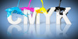 canvas print picture - CMYK wild color paint splash on letter logo / CMYK Farbspritzer auf  Buchstaben logo