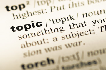 Wall Mural - close up of old english dictionary page with word topic